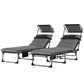 Outdoor Chaise Lounge Chairs, 2 PCS Folding Lounge Chairs with Adjustable 5-Position, Cushion, Canopy, Side Pocket