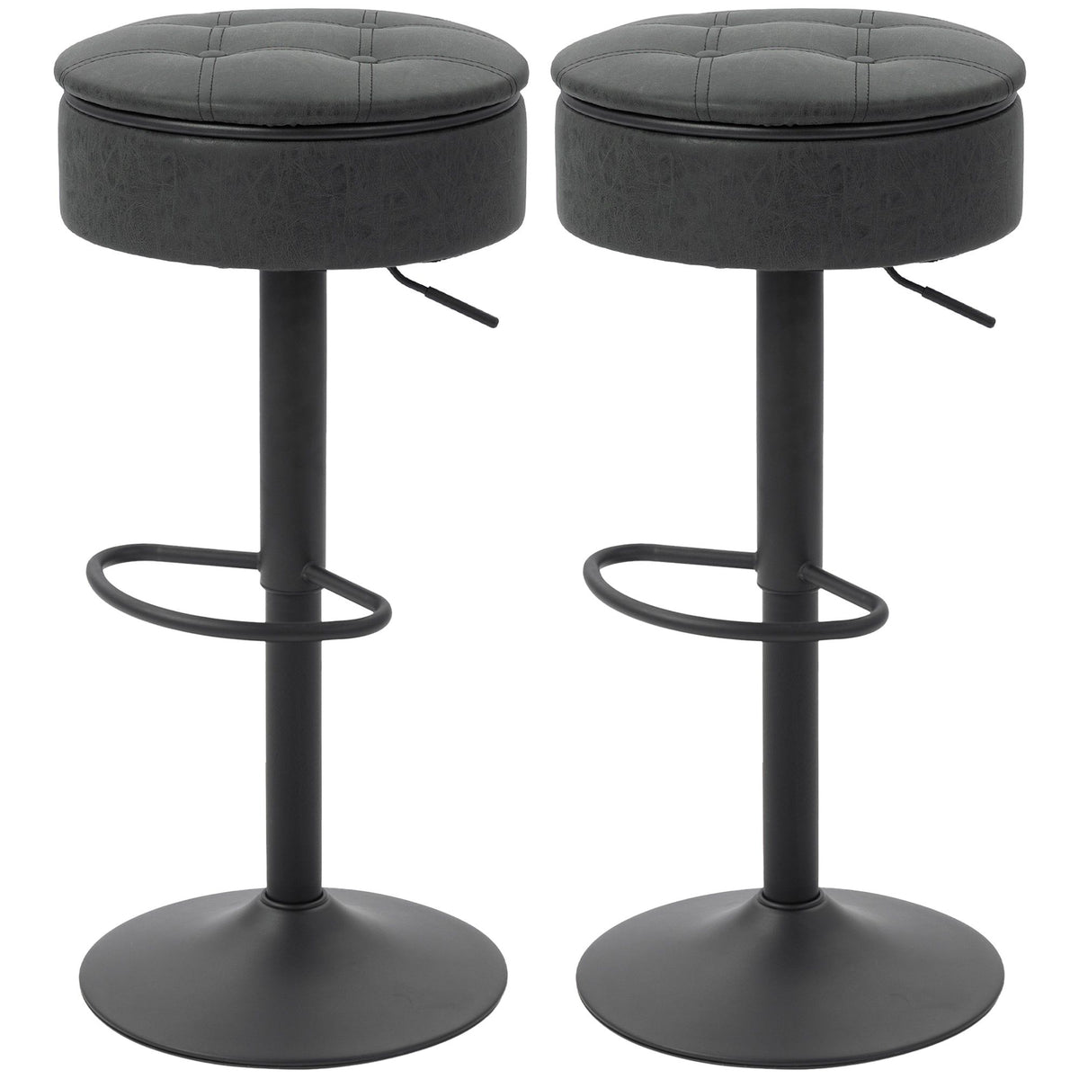 Swivel Bar Stools Set of 2 with Storage - Black