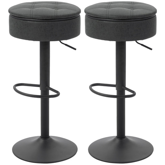 Swivel Bar Stools Set of 2 with Storage - Black