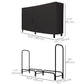 6ft Outdoor Firewood Rack with Cover, Adjustable Wood Storage Holder, Indoor Outdoor Log Rack for Fireplace, Black