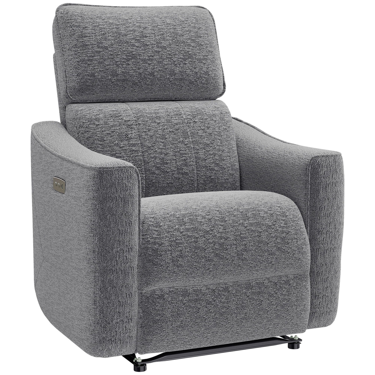 Power Recliner Chair, Linen-look Fabric Upholstered Recliner Chair with USB Ports, Footrest, Dark Grey