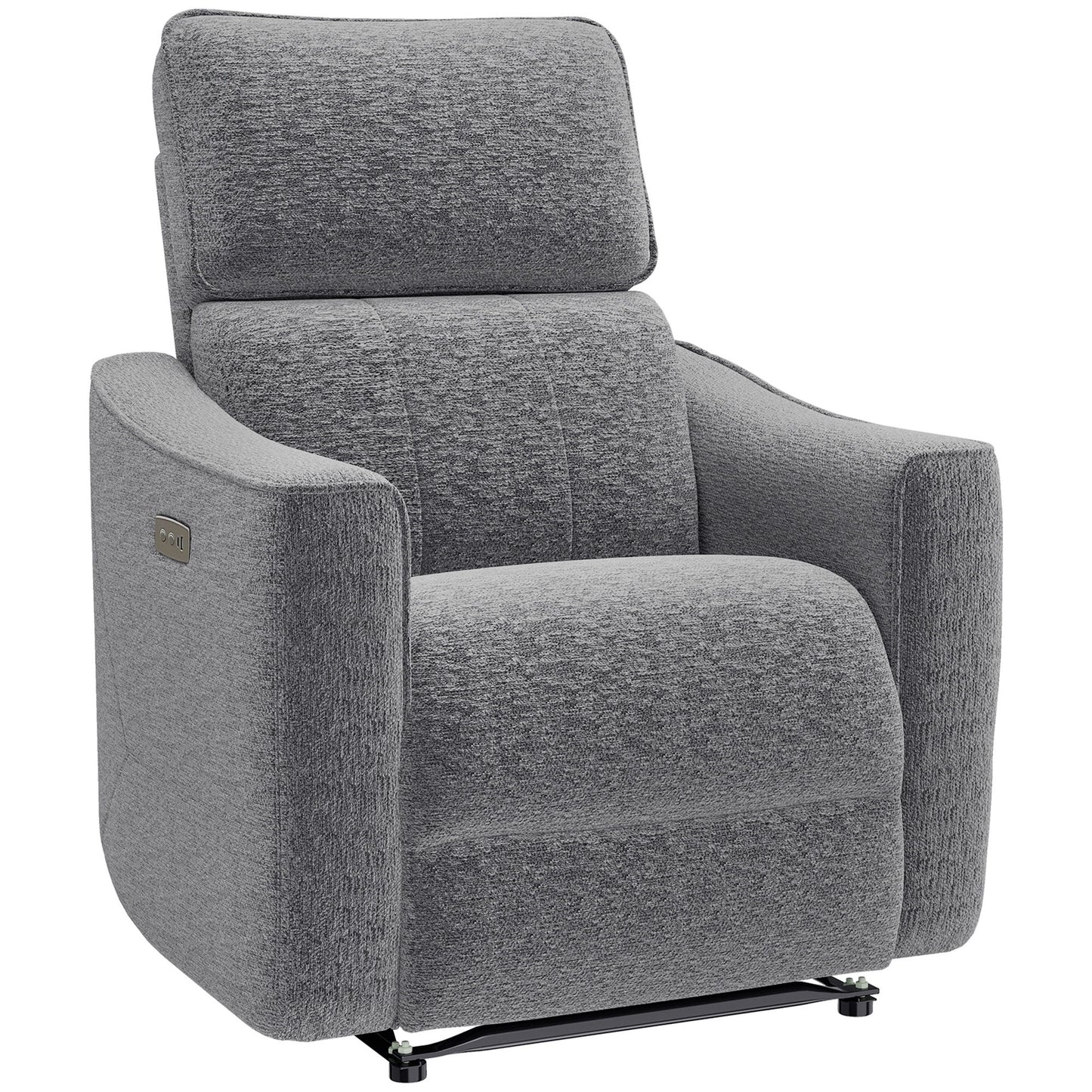 Power Recliner Chair, Linen-look Fabric Upholstered Recliner Chair with USB Ports, Footrest, Dark Grey