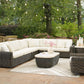 Kimora - Beige / Dark Brown - 7 Pc. - 4-Piece Outdoor Sectional, Swivel Glider Lounge, Cocktail Table, End Table