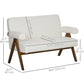 Boucle Fabric 2 Seater Sofa, Small Sofa Loveseat with Thick Padding and Wood Legs, Cream White