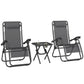 Zero Gravity Chair Set of 2 Patio Chair with Side Table Cupholders and Pillows for Pool, Backyard, Lawn, Beach, Grey