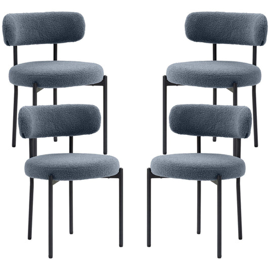 Set of 4 Berber Fleece Dining Chairs - Grey