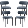 Set of 4 Berber Fleece Dining Chairs - Grey