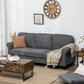3-Seater Sofa Couch, 81" Modern Upholstered Linen Fabric Sofa with Rubberwood Legs, Nailhead Trim and Rolled Arms for Living Room, Bedroom and Apartment, Grey