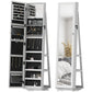 360° Swivel Jewelry Armoire, Lockable Mirror Jewelry Cabinet with Built-In Small Mirror, White