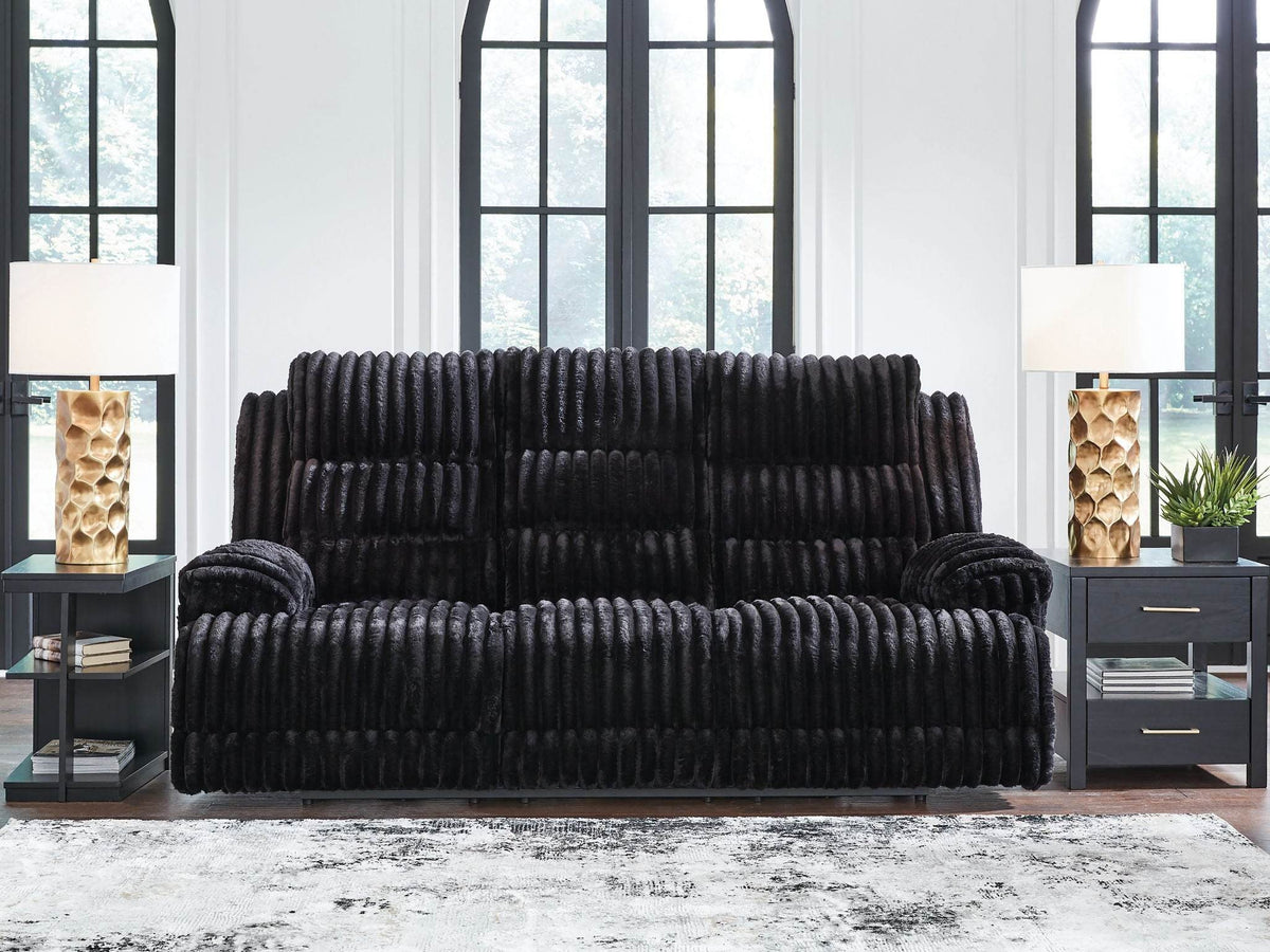 Rhine Falls - Onyx - Reclining Power Sofa With Drop Down Table - Forward Furniture