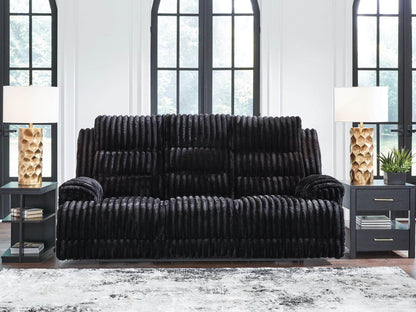 Rhine Falls - Onyx - Reclining Power Sofa With Drop Down Table - Forward Furniture