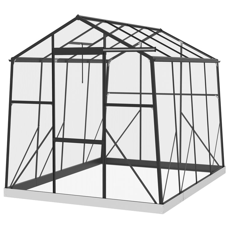 6' x 8' Polycarbonate Greenhouse with Sliding Door & Roof Vent