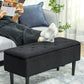 Modern Storage Bench, Ottoman with Storage and Lamb's Wool Upholstery for Living Room, Bedroom, Black