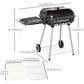 Charcoal BBQ Grill with Warming Rack & Storage Side Table, Portable Barbecue Smoker, 89 x 60 x 83 cm, Black
