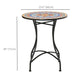 Mosaic Patio Table, Round Coffee Table with Metal Frame, Garden Furniture for Outdoor, Poolside, Red