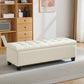 Durable Ottoman Bench with Wooden Frame and Rubberwood Legs, Modern Foam Seat with Internal Storage, 50'' L x 18.5'' W x 16.5'' H, Beige