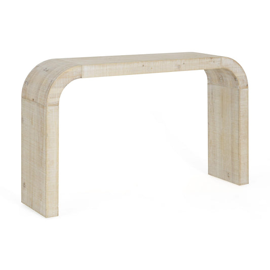 Vintage Farmhouse Console Table with Curved Edge and Distressed Wood Grain, Sturdy Sofa Table for Entryway, 52" L x 12" W x 31" H, Natural