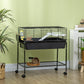 35" Small Animal Cage Rolling Guinea Pig Cage with Detachable Stand, Water Dispenser, Food Dish, Ramp, Wheels, Dark Grey