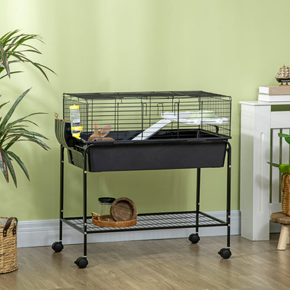 35" Dark Grey Rolling Guinea Pig Cage with Detachable Stand