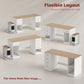 Office Desk, 55" Computer Desk with 4 Reversible Drawers, Mobile PC Stand, Adjustable Shelf, White Wood Grain