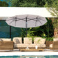 9.7' Double-sided Outdoor Patio Umbrella with Tilt, Crank and Vents, Cream White