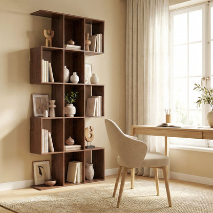 5-Tier S-Shaped Geometric Bookcase