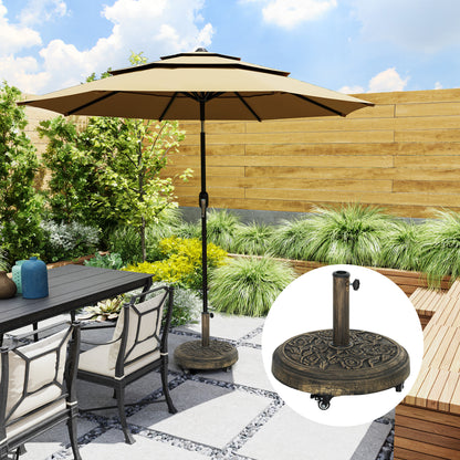46 lbs Bronze Resin Round Umbrella Base with Wheels