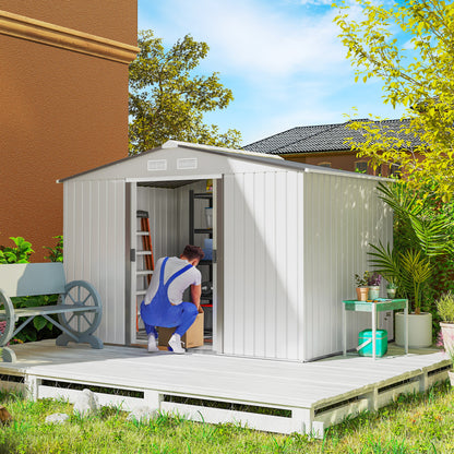 9.1' x 6.4' x 6.3' Metal Garden Tool Shed with Double Doors