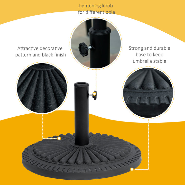 Black Round Cement Umbrella Base for 1.4-2" Poles