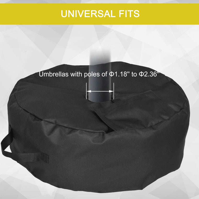 19" Black Round Sand Bag Umbrella Base, Up to 88lb