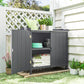 Garden Storage Cabinet, Outdoor Potting Bench Table with Galvanized Top and Shelf, Tool Shed with Double Doors, Grey