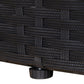 4 Pieces Outdoor Daybed with Retractable Canopy, Wicker Lounger Bed, Conversation Furniture Set, Dark Blue