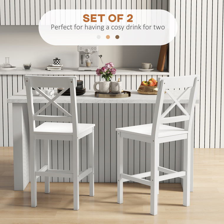 Solid Wood Counter Height Bar Stools Set of 2