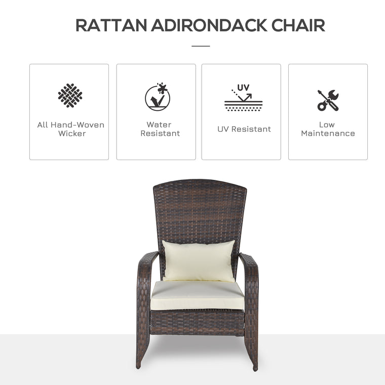 Cream White PE Rattan Adirondack Chair with Cushions