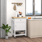 Kitchen Cart on Wheels, Rolling Kitchen Island Cart with Wood Top, Towel Rack, Drawer and Shelf for Dining Area, White