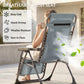 Zero Gravity Chair Set of 2, Folding Reclining Outdoor Lounge Chair with Cup Holder, Headrest, Light Grey