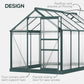 6' x 10' x 6.6' Polycarbonate Greenhouse, Walk-In Green House Kit Garden, Plants Grow, Galvanized Sheet Aluminum Frame with Rain Gutter, Vents and Sliding Door, Green