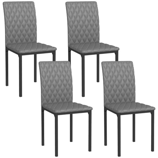 Faux Leather Dining Chairs Set of 4 - Grey