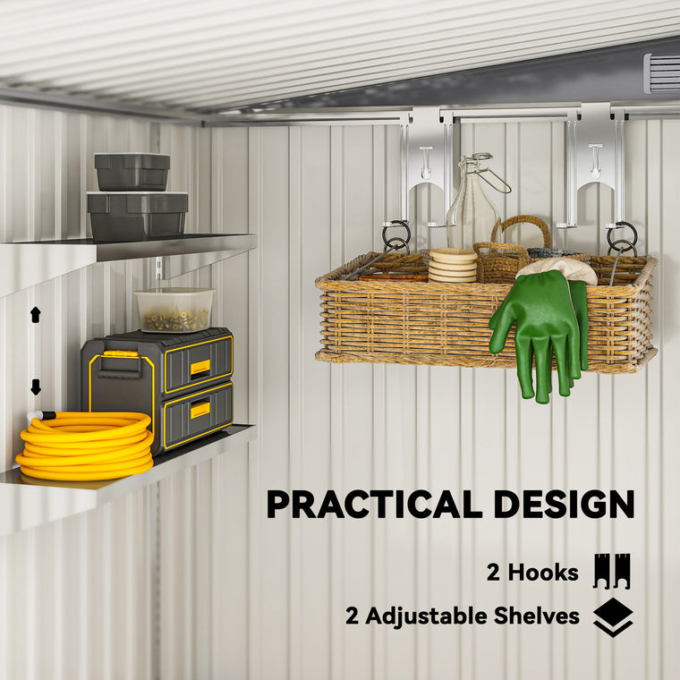 5' x 7' Lean-To Storage Shed with Sliding Doors and Foundation