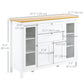 Buffet Cabinet Sideboard with 2 Drawers, 3 Storage Cabinets, Glass Doors and Adjustable Shelves, White