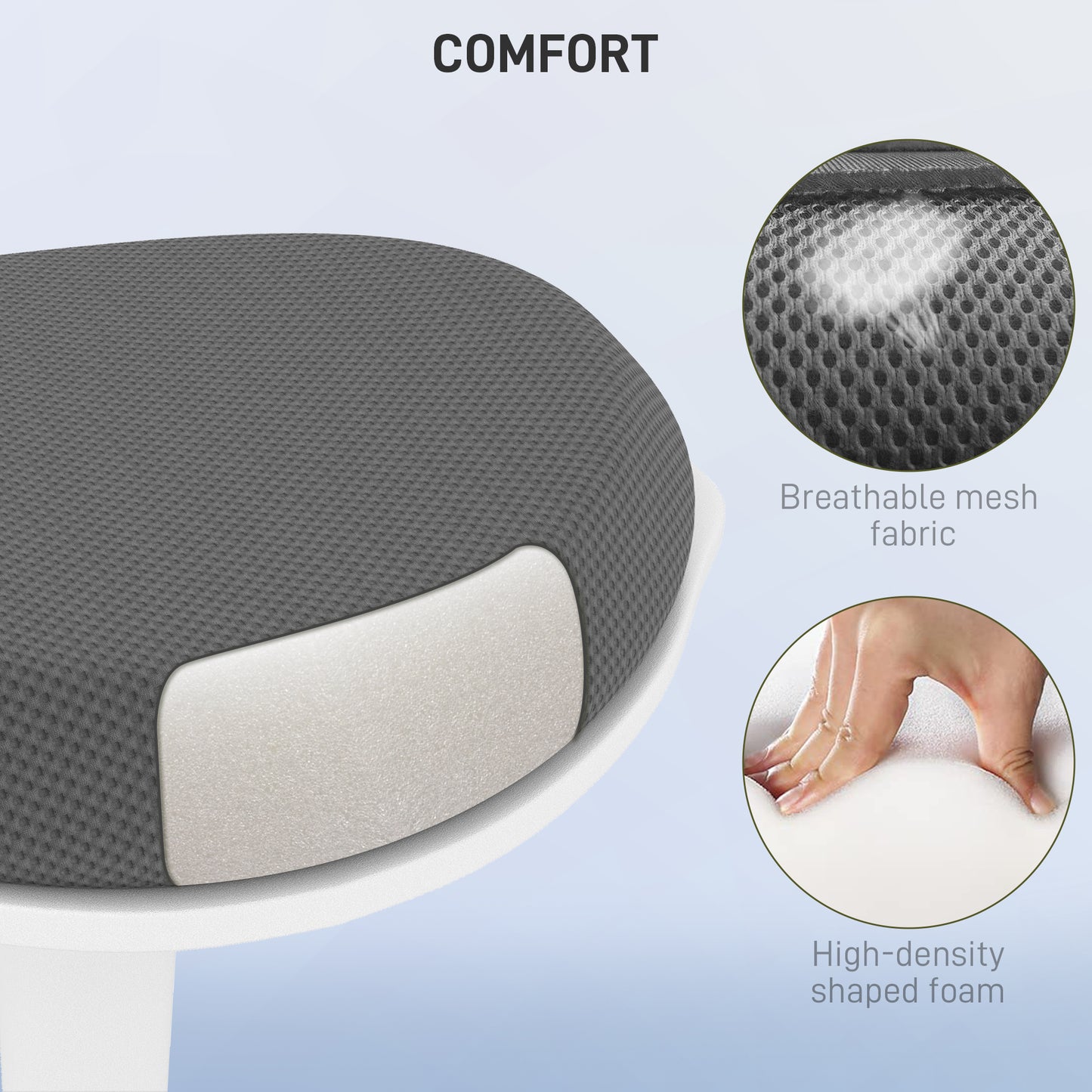Standing Desk Stool, Ergonomic Wobble Chair, Adjustable Leaning Stool for Office Desks, with Rocking Motion, Grey