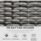6 Pieces Outdoor PE Rattan Wicker Patio Furniture Sofa Set with Thick Cushions, Deluxe Garden Sectional Couch with Glass Top Table, Mixed Grey and Dark Grey