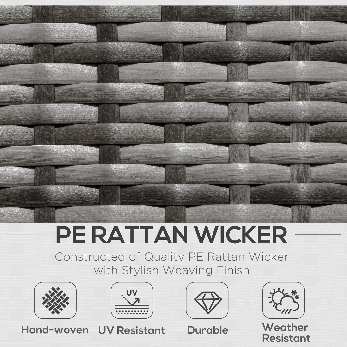 6 Pieces Outdoor PE Rattan Wicker Patio Furniture Sofa Set with Thick Cushions, Deluxe Garden Sectional Couch with Glass Top Table, Mixed Grey and Dark Grey