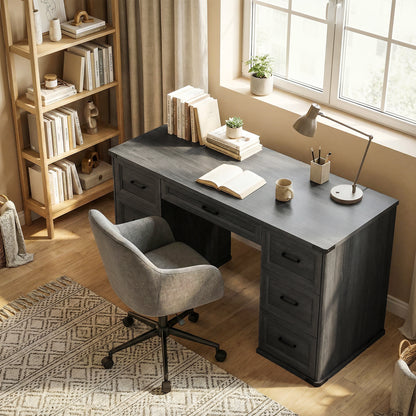 55" Executive Computer Desk with 7 Drawers