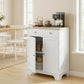 Sideboard Buffet Cabinet with Storage, 27" Kitchen Cabinet with Adjustable Shelf, 2 Drawers and 2 Doors, Coffee Bar Cabinet with Rubberwood Tabletop, White