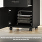 24" Small Filing Cabinet with Open Compartment, Drawer and Wheels, Home Office Storage Cabinet, Black