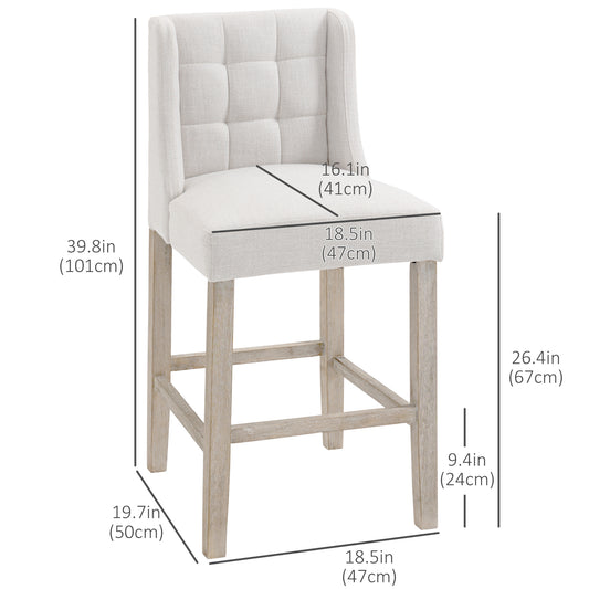Tufted Counter Bar Stools Set of 2 - Beige