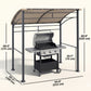 7' x 5' BBQ Grill Gazebo Tent, Garden Grill Canopy with Steel Frame and Hooks, Outdoor Sun Shade, Khaki