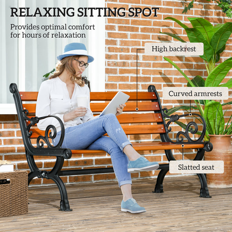 47" Garden Bench Loveseat with Slatted Seat Back