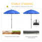 6ft Beach Umbrella, Outdoor Sun Shade Parasol with Push Button Tilt, Ruffled UV50+ Vented Canopy, Blue